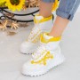 Pantofi Sport Dama cu Platforma SZ239 White-Yellow Mei