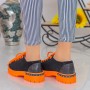 Pantofi Casual Dama MX155 Black-Orange Mei