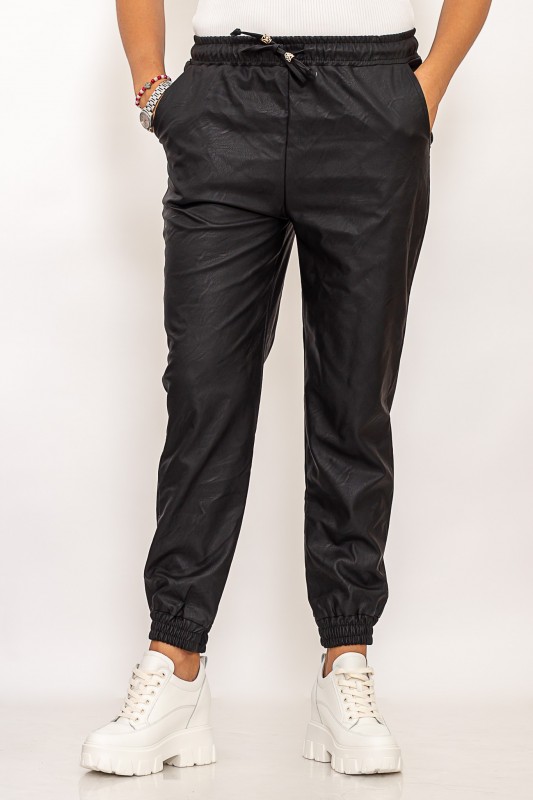 Pantaloni Dama din piele ecologica 10601 Negru Fashion