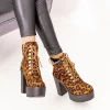 Botine cu Toc si Platforma XKK266 Leopard Mei