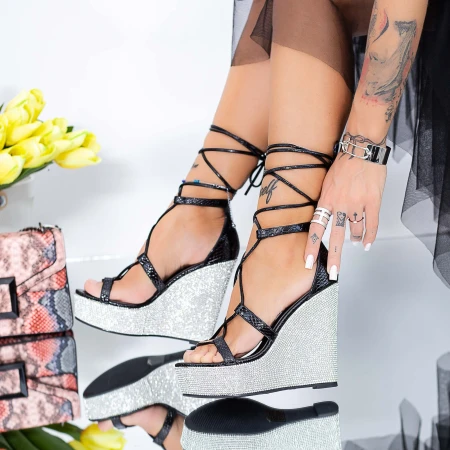 Sandale Dama cu Platforma XKK286 Negru Mei