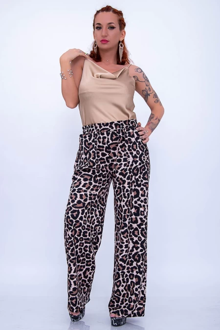 Pantaloni Dama 12261 Leopard Bej » MeiShop.Ro