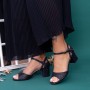 Sandale Dama cu Toc gros QZL217B Black Mei