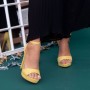 Sandale Dama cu Toc gros si Platforma XD81 Yellow Mei