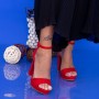 Sandale Dama cu Toc gros si Platforma XD81 Red Mei
