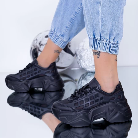 Pantofi Sport Dama cu Platforma WL115 Negru Mei