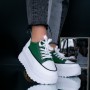 Pantofi Sport Dama cu Platforma KDN21 Alb-Verde Mei