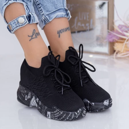 Pantofi Sport Dama cu Platforma WL172 Negru Mei