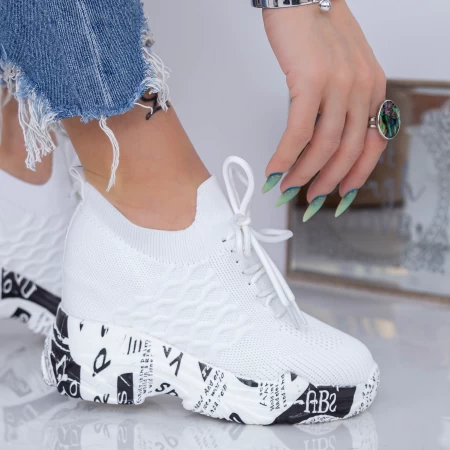 Pantofi Sport Dama cu Platforma WL172 Alb Mei