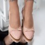 Pantofi cu Toc gros C113 Piersica-Nude Fashion