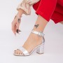 Sandale Dama cu Toc gros XKK230 Silver (L77) Mei