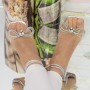 Sandale Dama cu Toc gros XKK526 Argintiu Mei