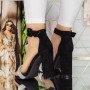 Sandale Dama cu Toc gros XKK550 Negru-Argintiu Mei