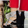 Sandale Dama cu Toc Gros XKK568 Negru-Argintiu Mei