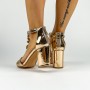 Sandale Dama cu Toc gros XKK561 Champagne » MeiShop.Ro