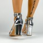 Sandale Dama cu Toc gros XKK535 Argintiu Mei