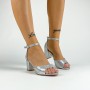 Sandale Dama cu Toc gros XKK566 Argintiu » MeiShop.Ro