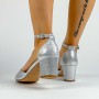 Sandale Dama cu Toc gros XKK566 Argintiu » MeiShop.Ro