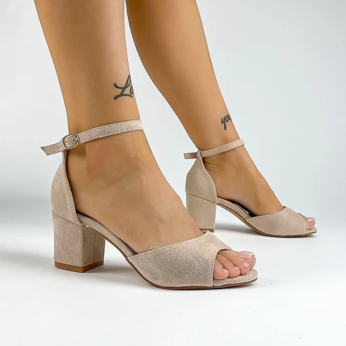 Sandale Dama cu Toc gros XKK566 Bej » MeiShop.Ro