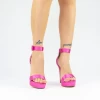 Sandale Dama cu Toc subtire si Platforma 2XKK576 Fucsia Mei