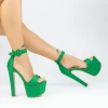Sandale Dama cu Toc subtire si Platforma 2HLX95 Verde Mei
