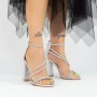Sandale Dama cu Toc gros 2BD18 Argintiu Mei