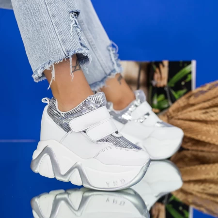 Pantofi Sport Dama cu Platforma 2W251 Argintiu Mei