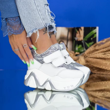Pantofi Sport Dama cu Platforma 2W251 Argintiu Mei