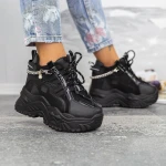 Pantofi Sport Dama cu Platforma 2WL237 Negru Mei