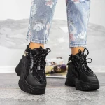 Pantofi Sport Dama cu Platforma 2WL237 Negru Mei