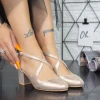 Pantofi cu Toc gros 2YXD30 Champagne Mei