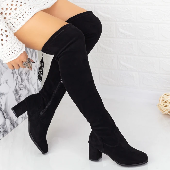 Cizme Dama cu Toc gros 2W286 Negru » MeiShop.Ro