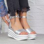 Sandale Dama cu Platforma LM355 Argintiu Mei