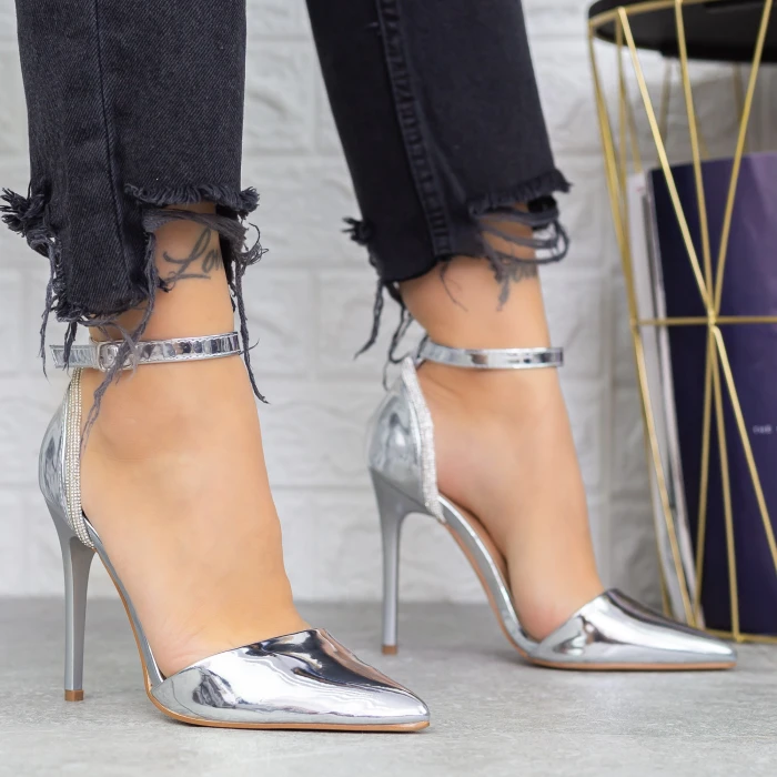 Pantofi Stiletto KV61 Argintiu » MeiShop.Ro