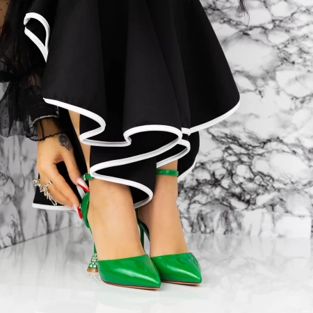 Pantofi cu Toc subtire 2DC5 Verde » MeiShop.Ro