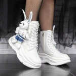 Ghete Dama cu Platforma M9 Alb » MeiShop.Ro
