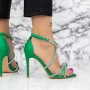 Sandale Dama cu Toc subtire 2ZB8 Verde Mei