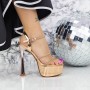 Sandale Dama cu Toc subtire si Platforma 2DC11 Champagne » MeiShop.Ro