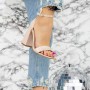 Sandale Dama cu Toc gros 2XKK62 Bej » MeiShop.Ro