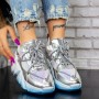 Pantofi Sport Dama cu Platforma M0182-104 Argintiu » MeiShop.Ro
