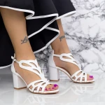 Sandale Dama cu Toc gros 2XKK95 Alb » MeiShop.Ro