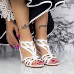 Sandale Dama cu Toc gros 2XKK95 Alb » MeiShop.Ro