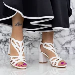 Sandale Dama cu Toc gros 2XKK95 Alb » MeiShop.Ro