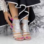 Sandale Dama cu Toc gros 2XKK115 Argintiu Mei