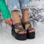 Papuci Dama cu Platforma 2XN5 Negru-Guncolor Mei