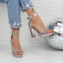 Sandale Dama cu Toc gros 2XKK26 Argintiu » MeiShop.Ro