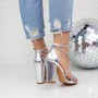 Sandale Dama cu Toc gros 2XKK60 Argintiu » MeiShop.Ro
