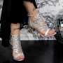 Sandale Dama cu Toc subtire 2XKK107 Argintiu » MeiShop.Ro