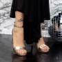 Sandale Dama cu Toc subtire 2XKK15 Champagne » MeiShop.Ro