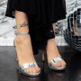Sandale Dama cu Toc subtire 2XKK15 Argintiu Mei